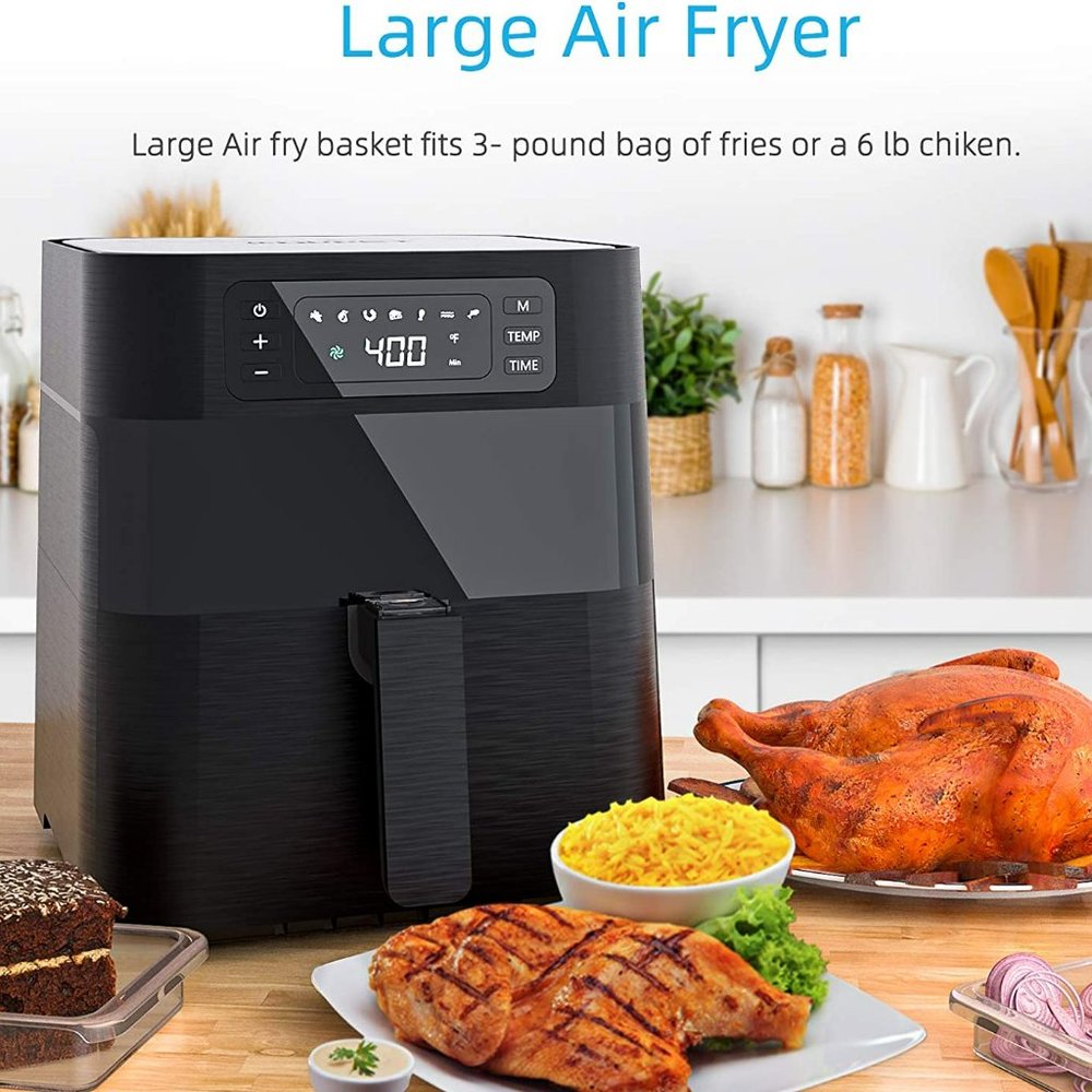 Kuppet Air Fryer w/ 6 Presets 1700W - Black Stainless Steel